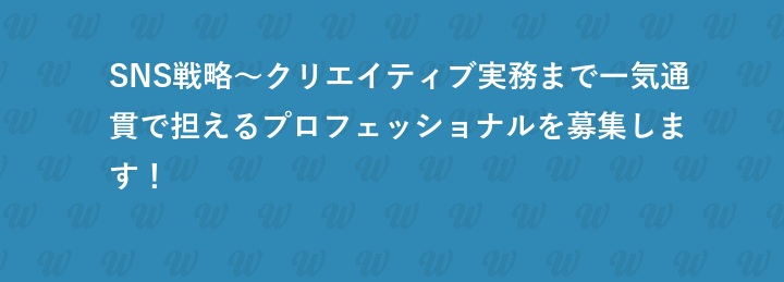 SNS戦略〜クリエイティブ実務まで一気通貫で担えるプロフェッショナルを募集します！